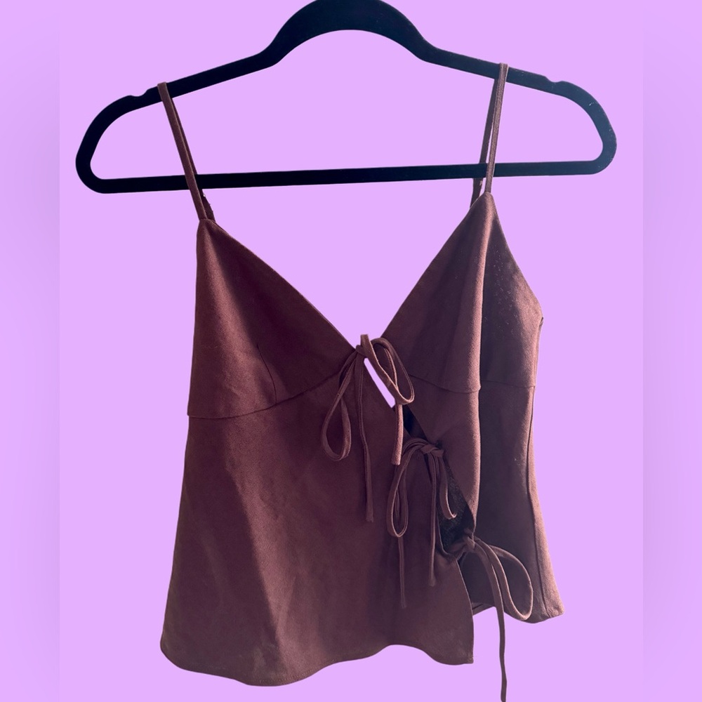 NEW W/ TAGS! Forever 21 Brown Asymmetrical Tie-Front Camisole